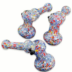 Hand Rolled And Splatter Frit Hammer Bubbler - Design May Vary - (1 Count)-Hand Glass, Rigs, & Bubblers