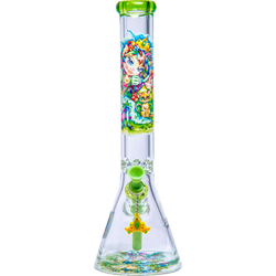 Influenced Brandz X Linda Biggs 15" Beaker Bong - Design May Vary - (1 Count)-Hand Glass, Rigs, & Bubblers