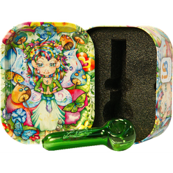 Influenced Brandz X Linda Biggs Hand Pipe In Tin Case - (1 Count)-Hand Glass, Rigs, & Bubblers