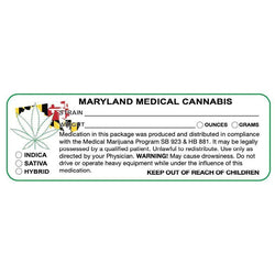 Maryland "Canna Strain & Weight Label" 1" x 3" Inch 1000 Count-Prescription Labels & State Compliant Labels