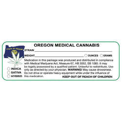Oregon "Canna Strain & Weight Label" 1" x 3" Inch 1000 Count-Prescription Labels & State Compliant Labels