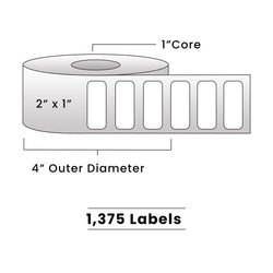 Zebra Direct Thermal Labels - Metrc Label - 2" x 1" - 1" Core / 4" Outer Diameter - (1340 Labels Per Roll)-Stock Labels