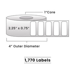 Zebra Direct Thermal Labels - Metrc Label - 2.25" x 0.75" - 1" Core / 4" Outer Diameter - (1,770 Labels Per Roll)-Stock Labels