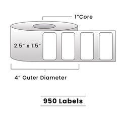 Zebra Direct Thermal Labels - Metrc Label - 2.5" x 1.5" - 1" Core / 4" Outer Diameter - (950 Labels Per Roll)-Stock Labels