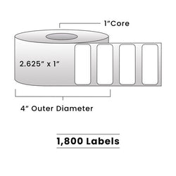 Zebra Direct Thermal Labels - Metrc Label - 2.625" x 1" - 1" Core / 4" Outer Diameter - (1,340 Labels Per Roll)-Stock Labels