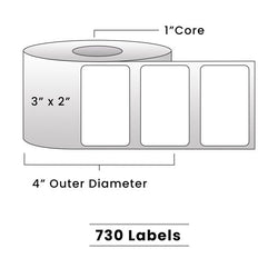 Zebra Direct Thermal Labels - Metrc Label - 3" x 2" - 1" Core / 4" Outer Diameter - (740 Labels Per Roll)-Stock Labels