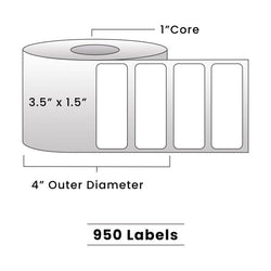 Zebra Direct Thermal Labels - Metrc Label - 3.5" x 1.5" - 1" Core / 4" Outer Diameter - (950 Labels Per Roll)-Stock Labels