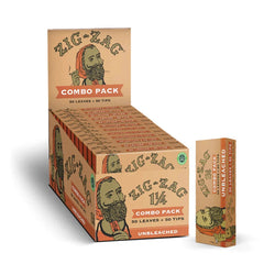 Zig-Zag Combo Pack - 1 1/4 Unbleached Carton - (24 Per Display)-Papers and Cones