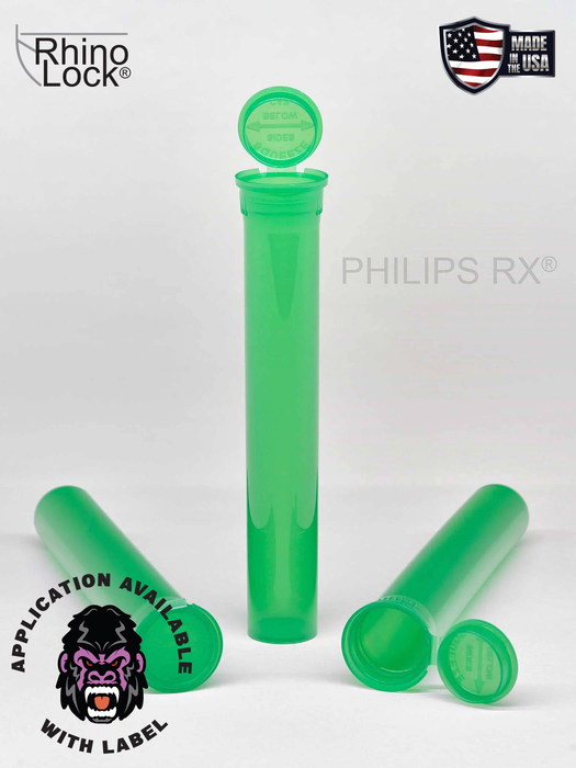 Philips RX 116mm Blunt Tube - Translucent Lime - CPSC Child Resistant - (475 Count)-Joint Tubes & Blunt Tubes