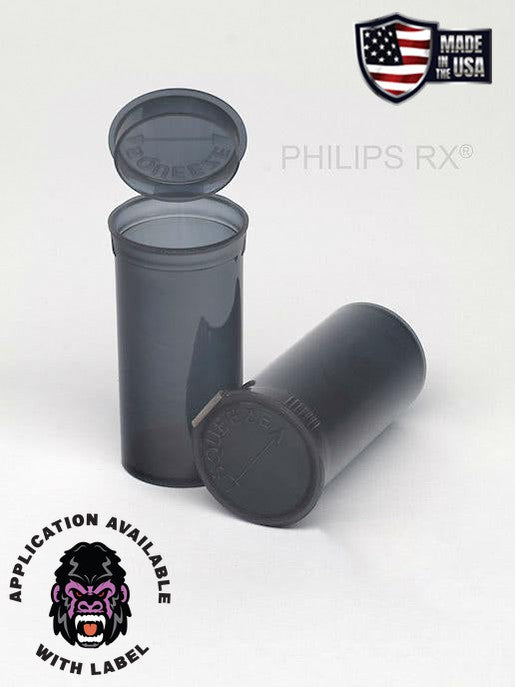 Philips RX 13 Dram Pop Top Vial - 1 Gram - Child Resistant - Smoke - Translucent (315 Count)-Pop Top Vials