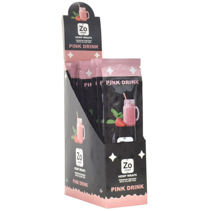 Zooted Pink Drink Flavored Hemp Wraps - 2 Wraps Per Pack - (25 Pack Display)-Papers and Cones