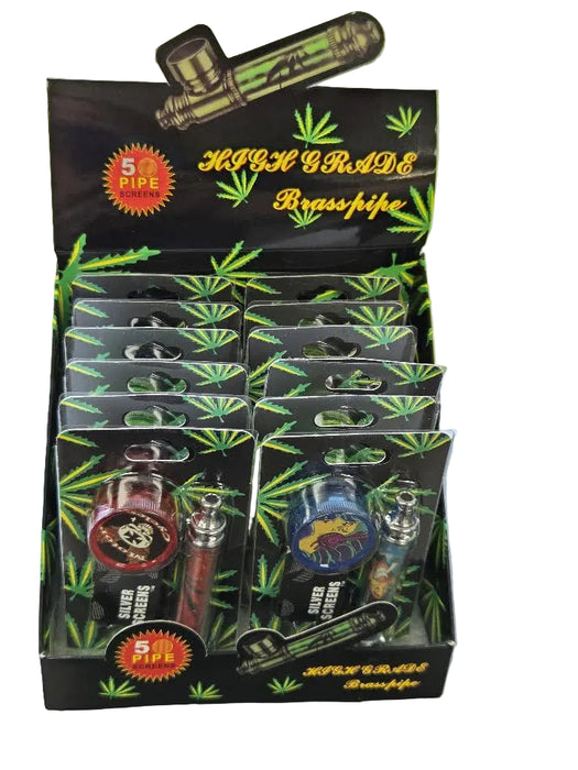 3.5" Character Metal Hand Pipe Grinder Screen Pack (12 Count Display)-Hand Pipes, Rigs, & Bubblers-MJ Wholesale