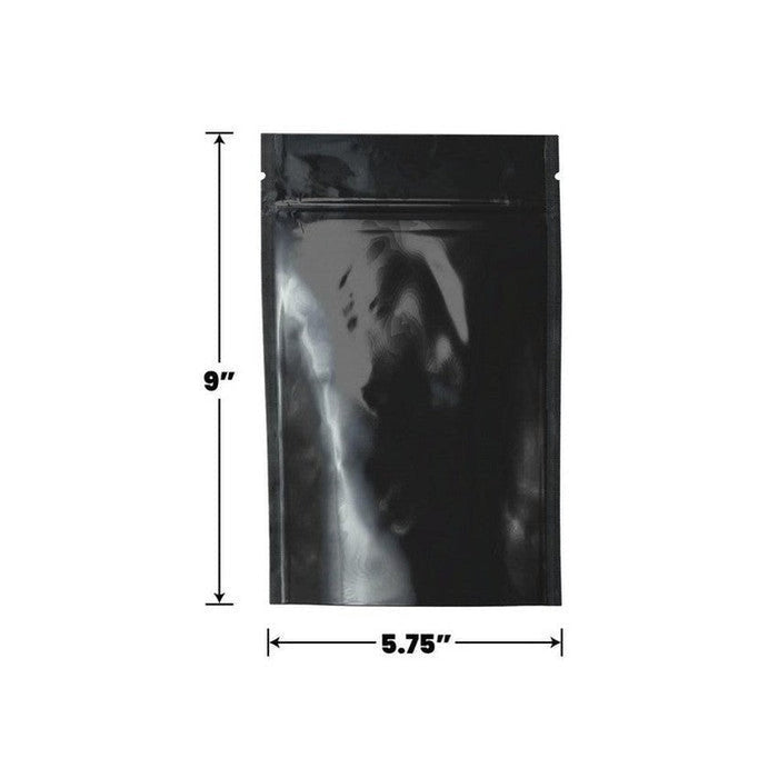 1 Oz Mylar Bag Opaque Black With Custom Labels-Mylar Smell Proof Bags