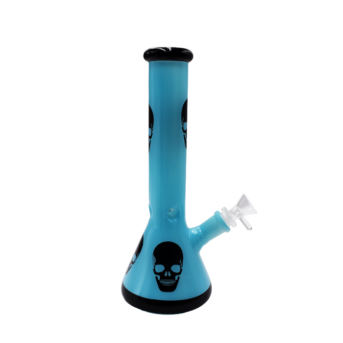 10" Colorful Black Skull Water Pipe - Various Colors - (1 Count)-Hand Pipes, Rigs, & Bubblers