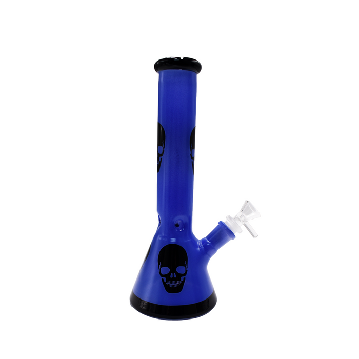 10" Colorful Black Skull Water Pipe - Various Colors - (1 Count)-Hand Pipes, Rigs, & Bubblers