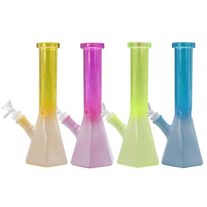10" Diamond Base Cut Extra Heavy Water Pipe - Design And Color May Vary - (1 Count)-Hand Pipes, Rigs, & Bubblers