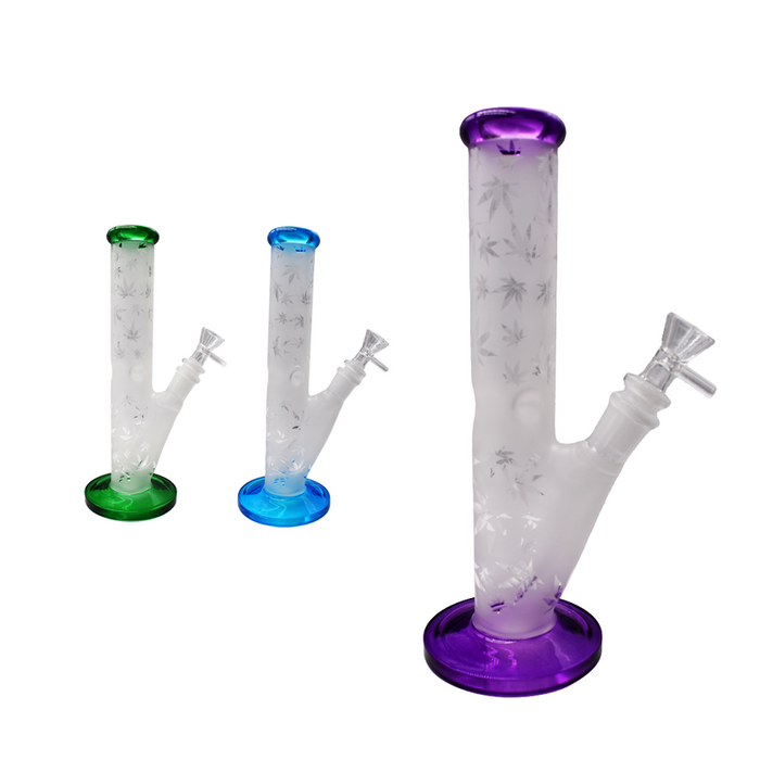 10" Frosted Mushroom Straight Tube Water Pipe - Color May Vary - (1 Count)-Hand Pipes, Rigs, & Bubblers