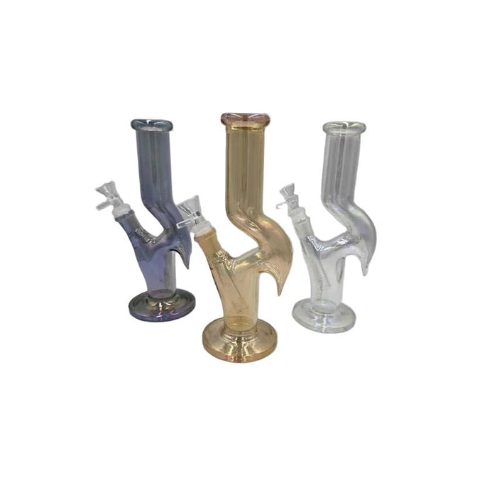 10" Iridescent Single Kink Straight Tube Waterpipe -Colors May Vary - (1 Count)-Hand Pipes, Rigs, & Bubblers