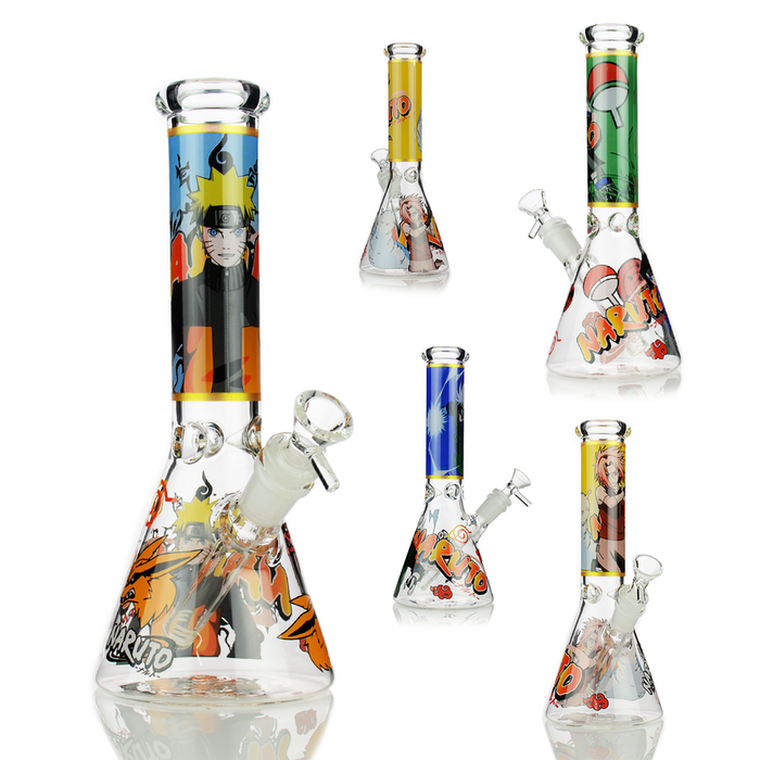 10" Naruto Glass Beaker Bong Waterpipe - (1 Count)-Hand Pipes, Rigs, & Bubblers
