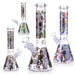 10″ Sugar Skulls Glass Bong Beaker Water Pipe - Colors May Vary - (1 Count)-Hand Pipes, Rigs, & Bubblers