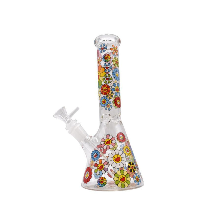 10" Sunflower Beaker Bong - Various Designs - (1 Count)-Hand Pipes, Rigs, & Bubblers