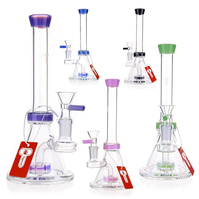 10" Tubed Inline Perc Water Pipe - Various Colors - (1 Count)-Hand Pipes, Rigs, & Bubblers
