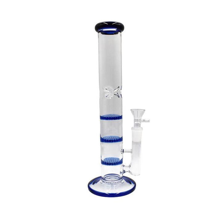 10.6" Triple Honeycomb Perc Waterpipe - Colors May Vary - (1 Count)-Hand Pipes, Rigs, & Bubblers