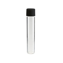 116mm Clear Glass Blunt Tube w/ Plastic Black Cap - (100 - 50,000 Count)-Joint Tubes & Blunt Tubes