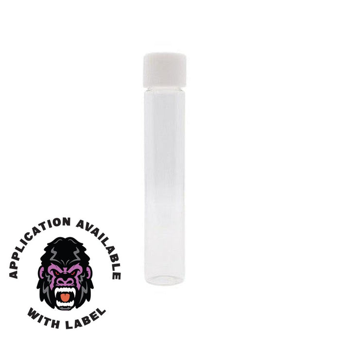 116mm Clear Glass Blunt Tube w/ Plastic White Cap - (100 - 45,000 Count)-Joint Tubes & Blunt Tubes