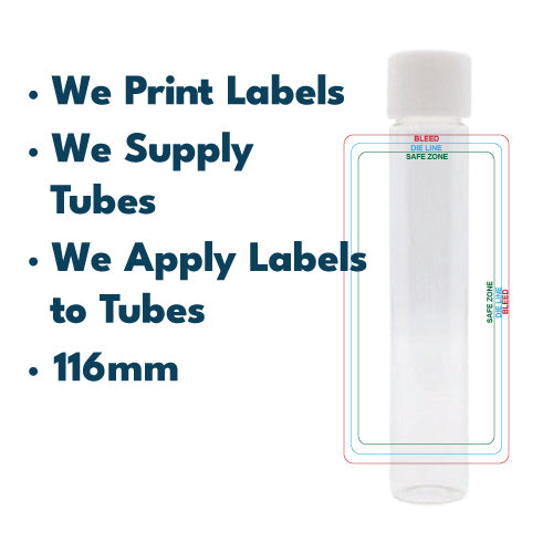 116mm Glass Tube, Printed Sticker, and Application of Sticker On Glass Blunt Tubes-Custom Print Stickers