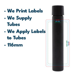 116mm Glass Tube, Printed Sticker, and Application of Sticker On Glass Blunt Tubes-Custom Print Stickers