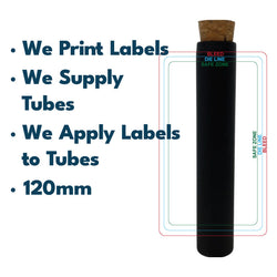 116mm Glass Tube w/ Cork , Printed Sticker, and Application of Sticker Clear or Matte Black-Custom Print Stickers