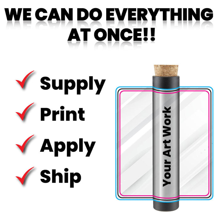 116mm Glass Tube w/ Cork , Printed Sticker, and Application of Sticker Clear or Matte Black-Custom Print Stickers