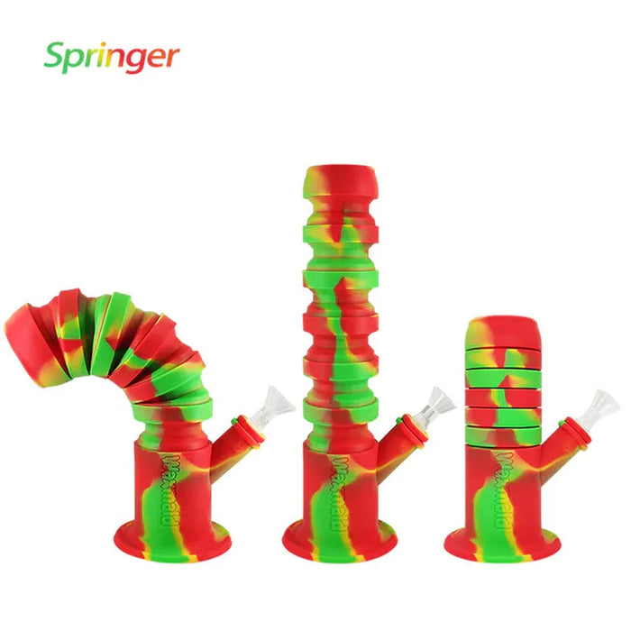 11.6" Waxmaid Springer Collapsible Silicone Water Pipe - Various Colors - (1 Count)-Hand Pipes, Rigs, & Bubblers