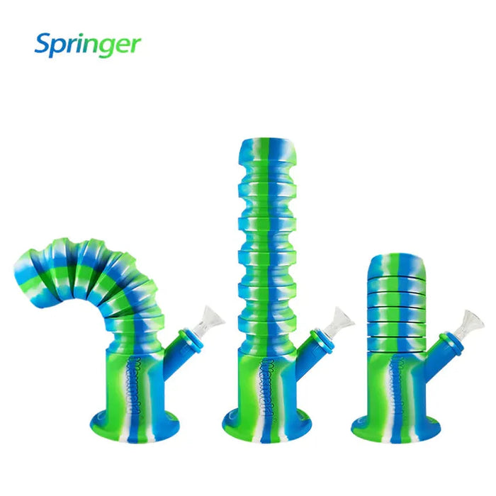 11.6" Waxmaid Springer Collapsible Silicone Water Pipe - Various Colors - (1 Count)-Hand Pipes, Rigs, & Bubblers