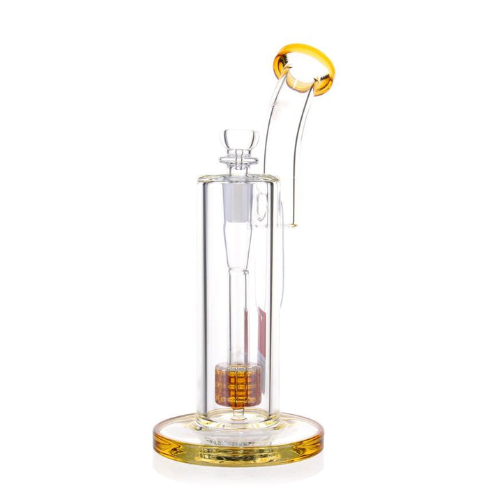 12” Bent Neck Straight Drop Shower Perc Glass Water Pipe - Various Colors - (1 Count)-Hand Pipes, Rigs, & Bubblers