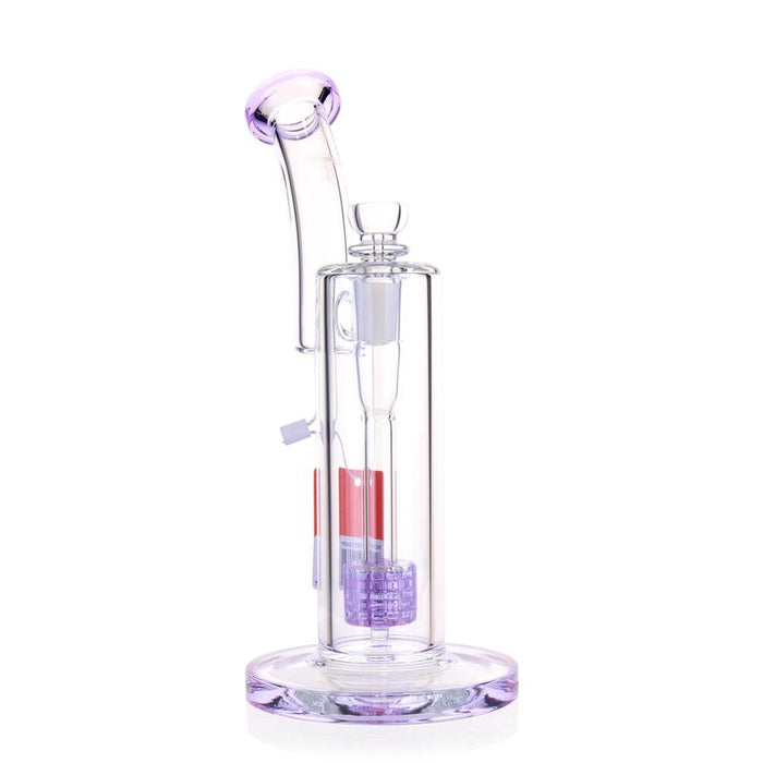 12” Bent Neck Straight Drop Shower Perc Glass Water Pipe - Various Colors - (1 Count)-Hand Pipes, Rigs, & Bubblers