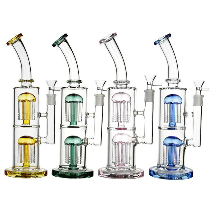 12" Double Jellyfish Water Perc - Color & Design May Vary - (1 Count)-Hand Pipes, Rigs, & Bubblers