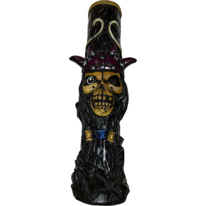 12" Hand Crafted Resin Water Bubbler - Various Designs - (1 Count) Viking Skull One Eye-Hand Pipes, Rigs, & Bubblers