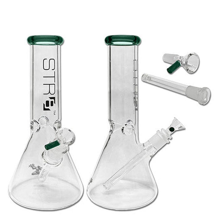 12" STR8 Water Pipe Beaker With Ice Catcher - 14mm/5ml Thick - Teal - (1 Count)-Hand Glass, Rigs, & Bubblers