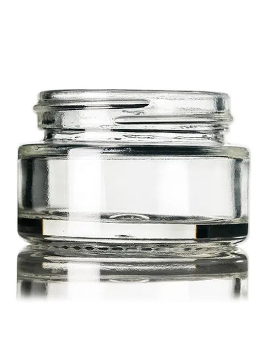 1/2oz 15 mL Clear Glass Low-Profile Jar with Black Lid - (280 - 28,000 Count)-Glass Jars