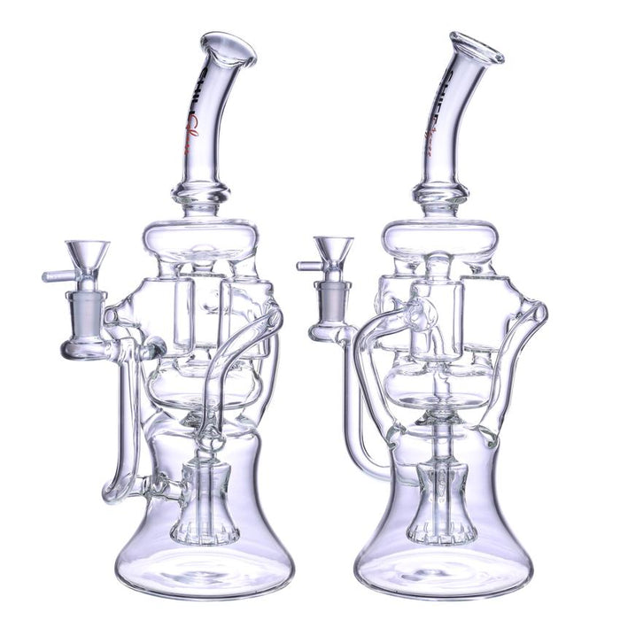 13" Chill glass Cylinder Perc Recycler Waterpipe - Colors May Vary - (1 Count)-Glass Water Pipes