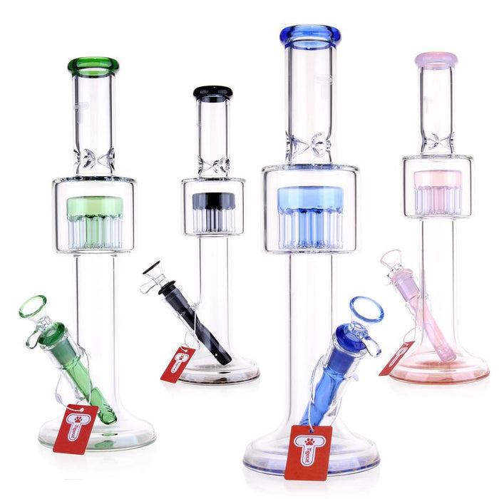 13” Dome Tree Arm Perc Glass Water Pipe - Various Colors - (1 Count)-Hand Pipes, Rigs, & Bubblers