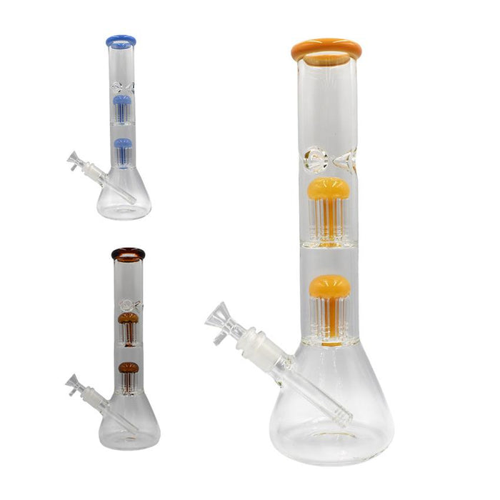13" Double Tree Arm Perc Beaker Waterpipe - Colors May Vary - (1 Count)-Hand Pipes, Rigs, & Bubblers