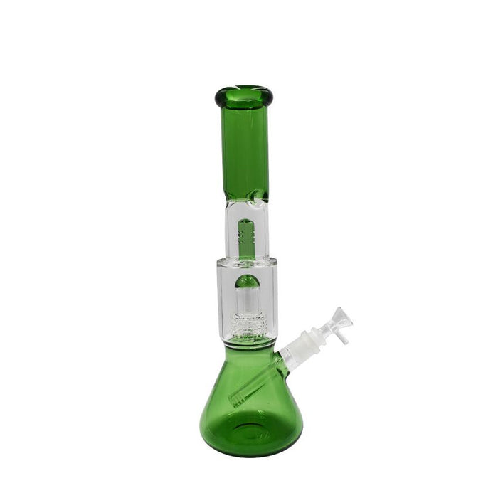 13.7" Double Dome Perc Beaker Waterpipe - Colors May Vary- (1 Count)-Hand Pipes, Rigs, & Bubblers