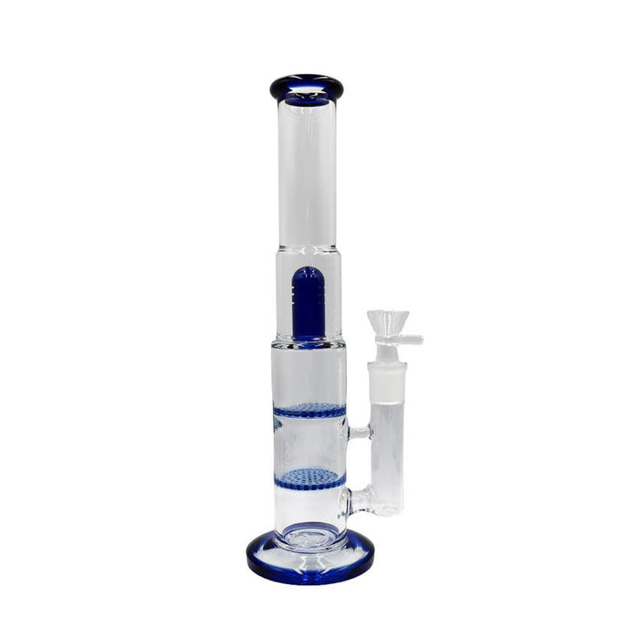 13.7" Double Honeycomb Dome Perc Waterpipe - (1 Count)-Hand Pipes, Rigs, & Bubblers