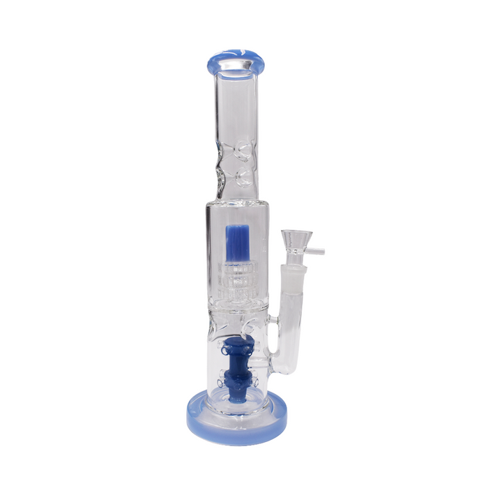 14” Double Matrix Shower Perc Glass Water Pipe - (1 Count)-Hand Pipes, Rigs, & Bubblers