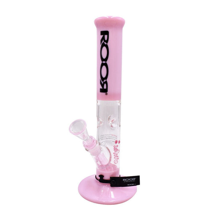 14" Roor Colored Straight Tube Bong - 50mm x 5mm - Pink & Black - (1 Count)-Hand Pipes, Rigs, & Bubblers