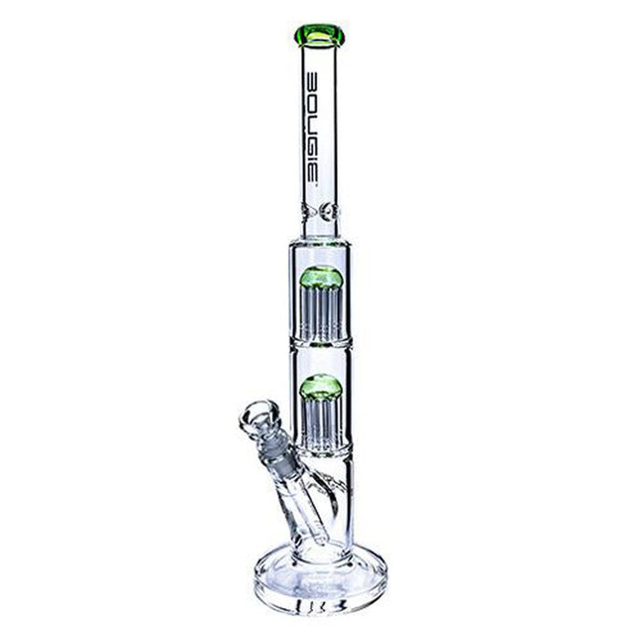 18" Bougie Straight Tube Water Pipe With Double Tree Perc - Jade - (1 Count)-Hand Pipes, Rigs, & Bubblers