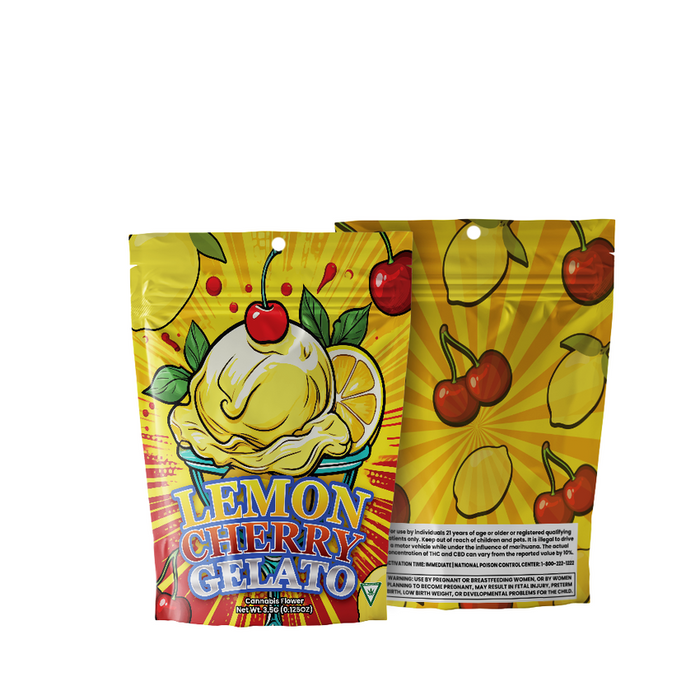 1/8 Oz Pre-Designed Strain Bag Lemon Cherry Gelato Mylar Bag 3.5g-Mylar Smell Proof Bags